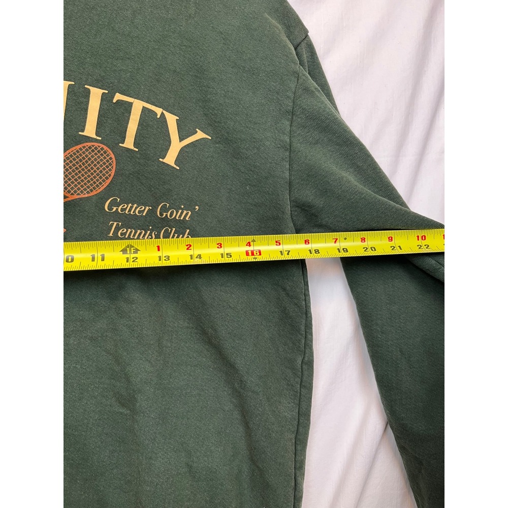 Trinity The Label Tennis Club Crewneck Green Heavy Fleece S/M Retro Sporty - Picture 9 of 9